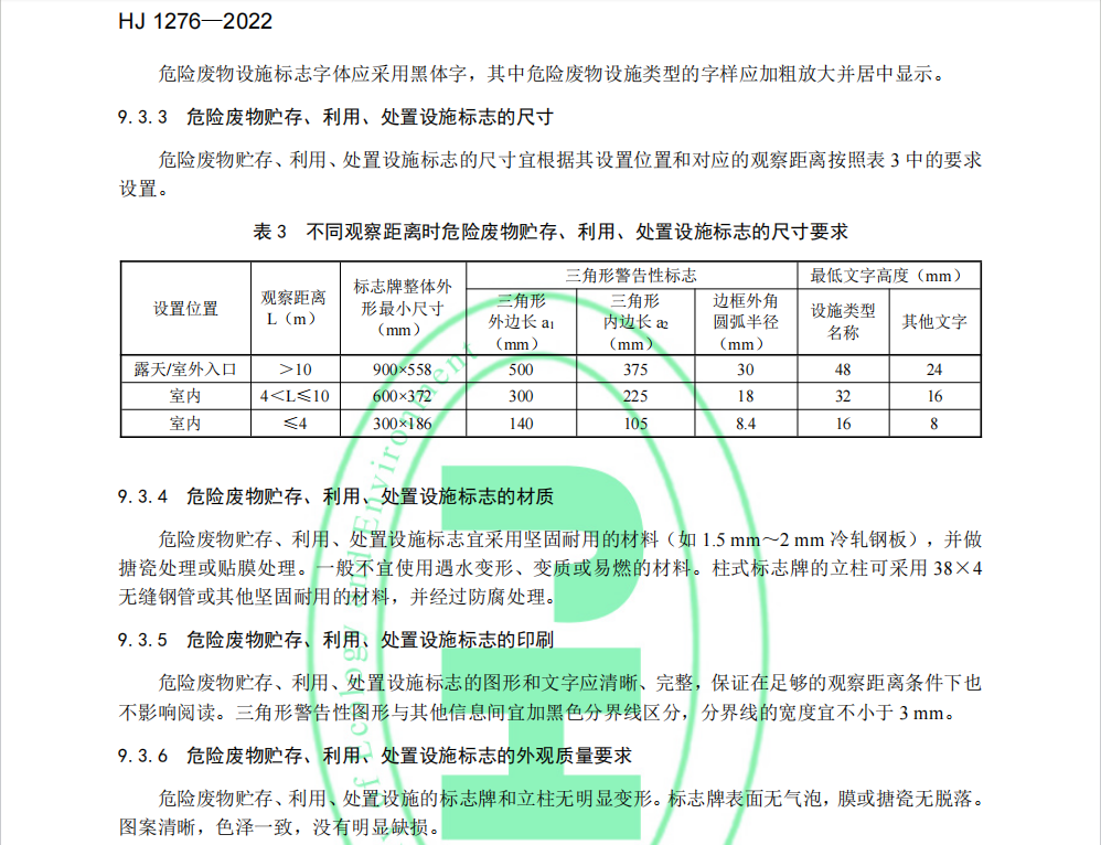 危险废物识别标志设置技术规范有具体要求
